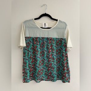 Floral and Stripe Drapey Tshirt NWOT